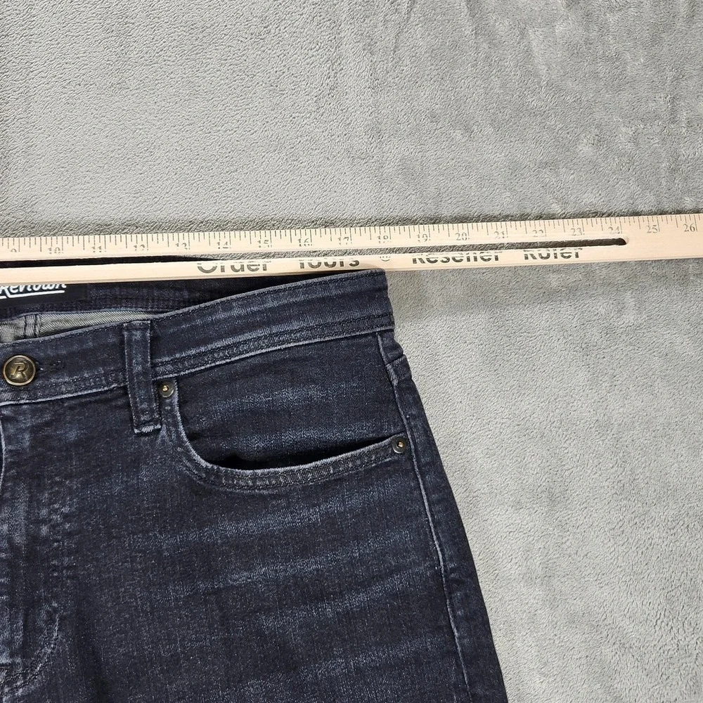 Revtown Jeans‎ Mens 35x32 Gray Sharp Slim Straight Dark Wash Stretch Denim